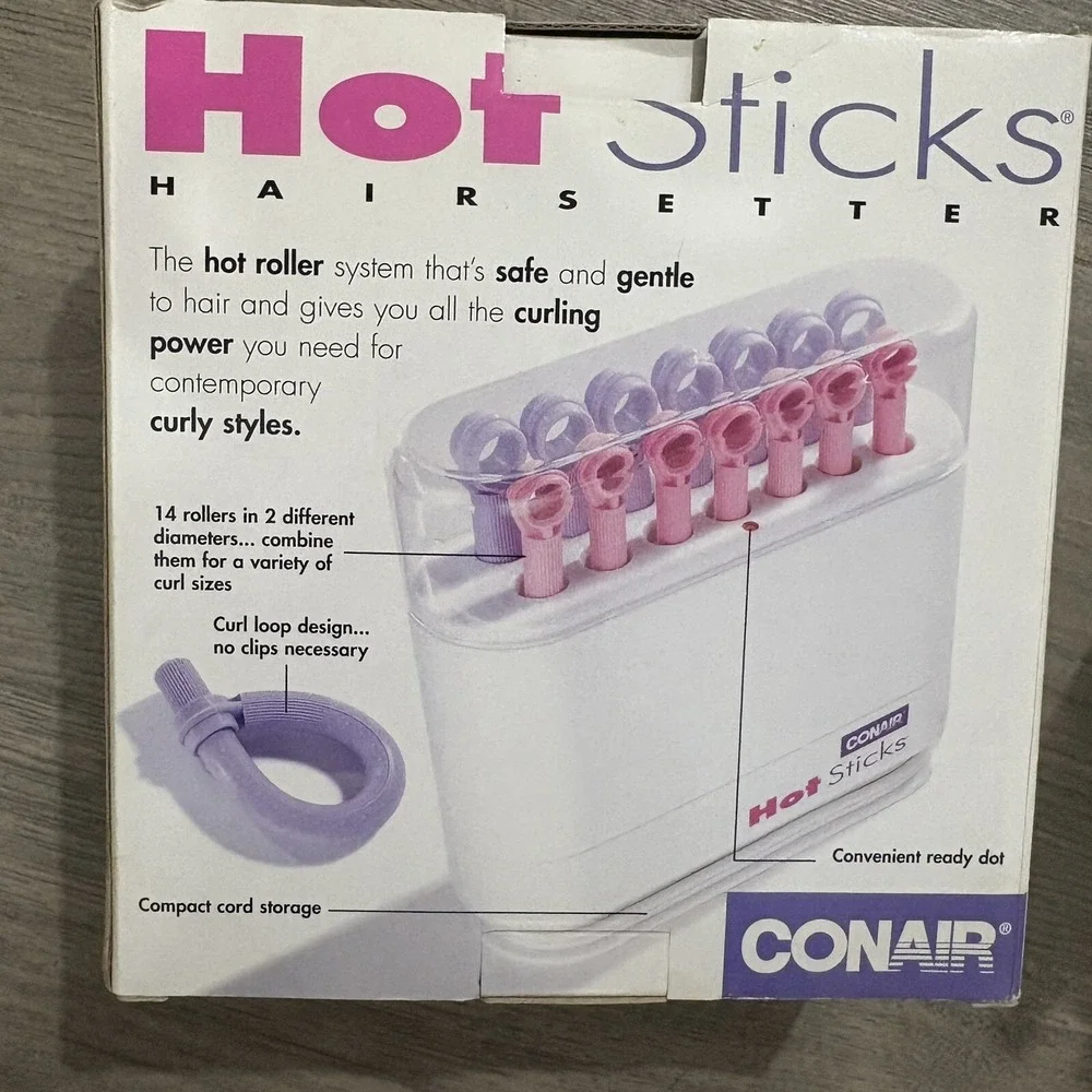Vtg 1998 Conair Hot Sticks 14 Flexible Rollers HS18R 2 Sizes Purple Pink TESTED